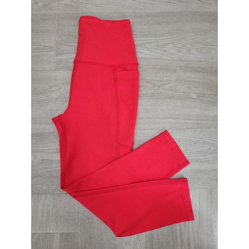 Beyond Yoga High Waist Leggings Women's Medium Red Side Pockets Athletic Workout